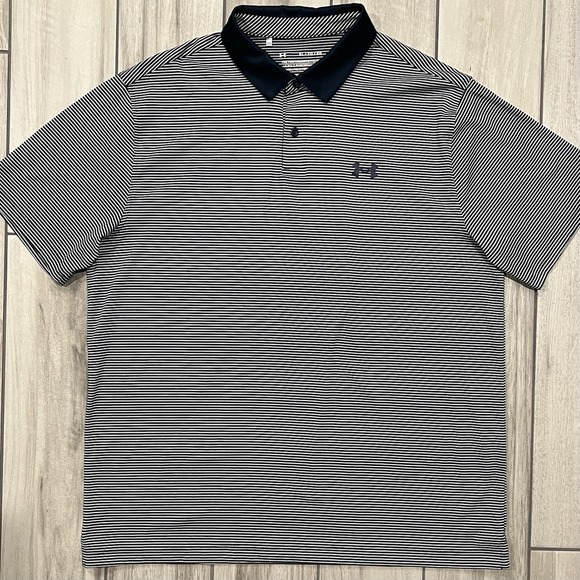 Under Armour Other - Under Armour The Performance Polo Shirt Mens Black Striped Golf XL